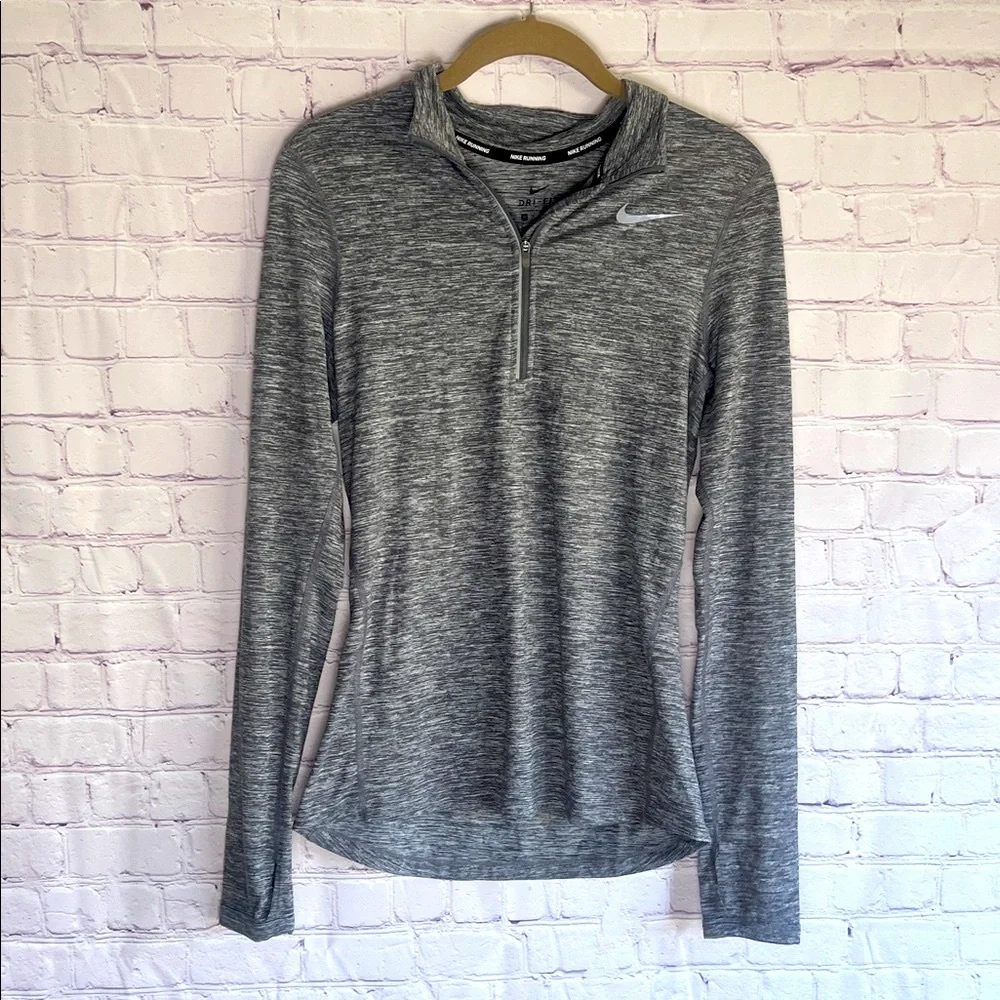 Nike Dri-Fit Heather Gray‎ Quarter-Zip Athletic Running Pullover Woman’s Size XS